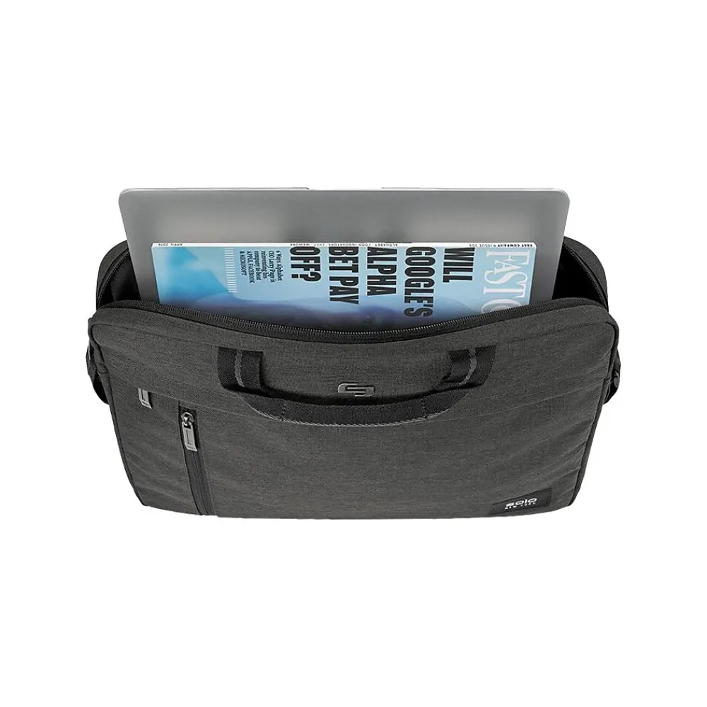 Downtown 15.6" Laptop Briefcase, Gray Polyester (UBN126-10)<Solo Outlet
