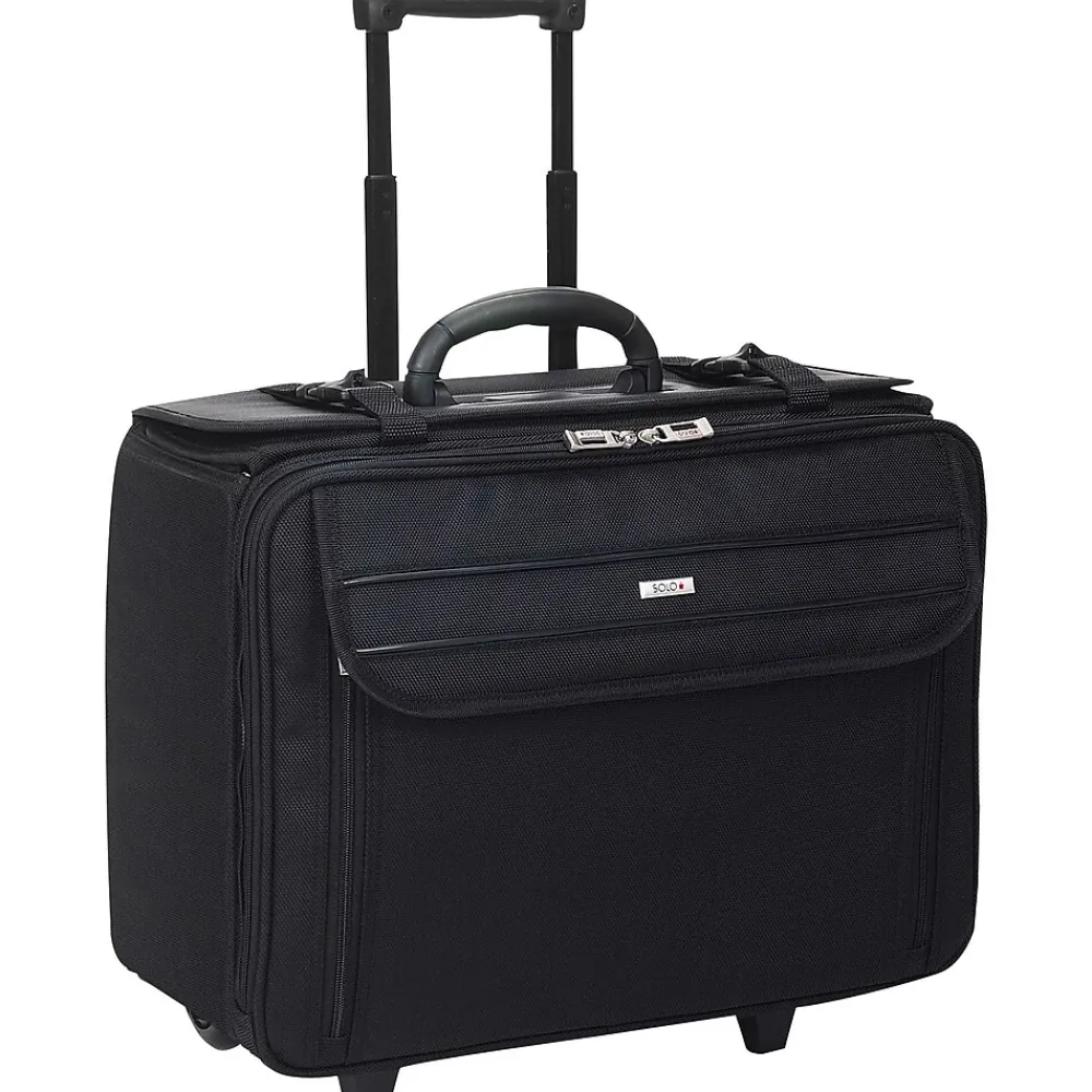Ballistic Nylon Rolling Laptop/Catalog Case with File Hanger, 16"<Solo New York Best