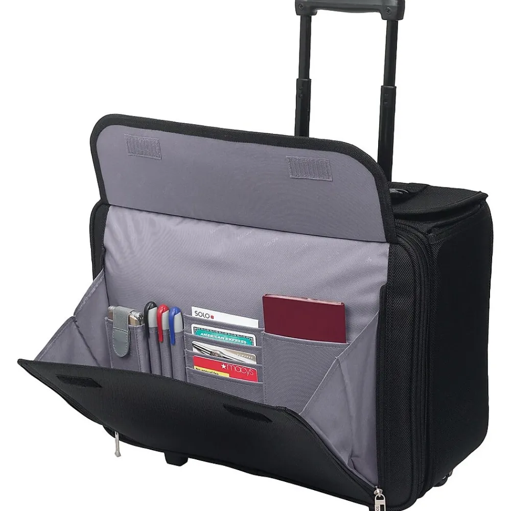 Ballistic Nylon Rolling Laptop/Catalog Case with File Hanger, 16"<Solo New York Best