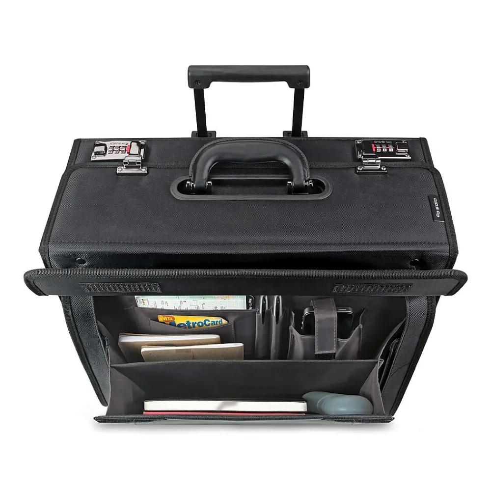 Classic Laptop Rolling Briefcase, Black Polyester (PV78-4)<Solo New York Outlet