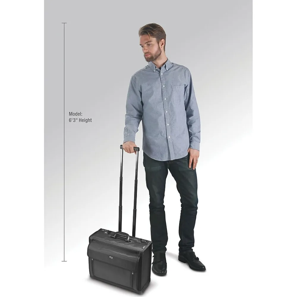 Classic Laptop Rolling Briefcase, Black Polyester (PV78-4)<Solo New York Outlet