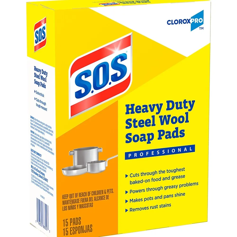 CloroxPro Steel Wool Soap Pads, 15/Box (88320)<S.O.S New