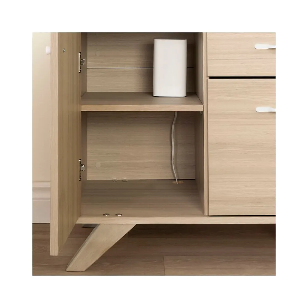 Storage Cabinets*South Shore Helsy 26.75" 2-Drawer Storage Credenza with 4 Shelves, Soft Elm (13301)