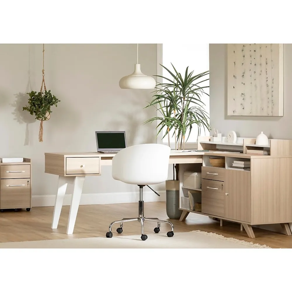 L-Desks*South Shore Helsy 78"W L-Shaped Computer Desk with Removable Hutch, Soft Elm/White (13298)