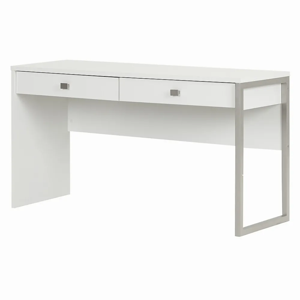 Computer Desks*South Shore Interface Desk with 2 Drawers, White (10536)