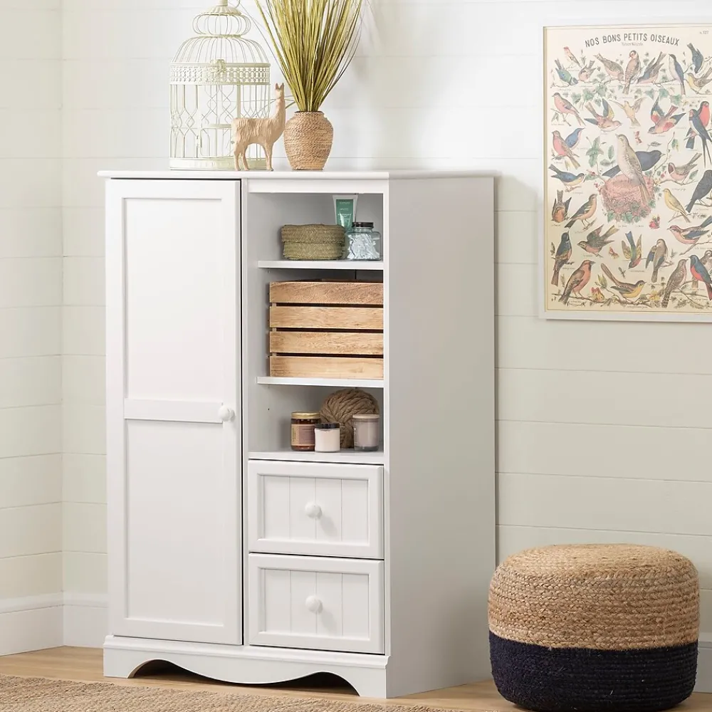 Storage Cabinets*South Shore Savannah Armoire, (3580038) Pure White