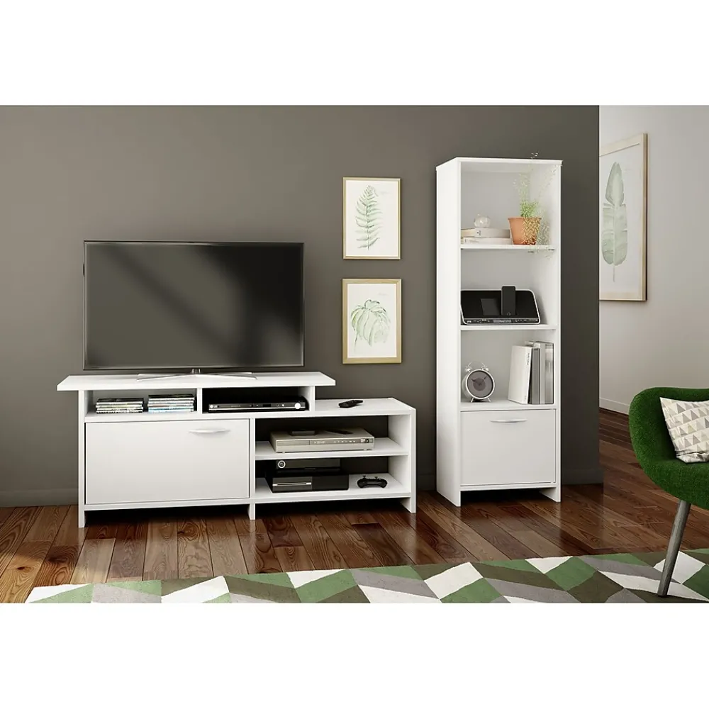 Bookcases*South Shore Step One Narrow 3-Shelf Bookcase with Door, (10249) Pure White