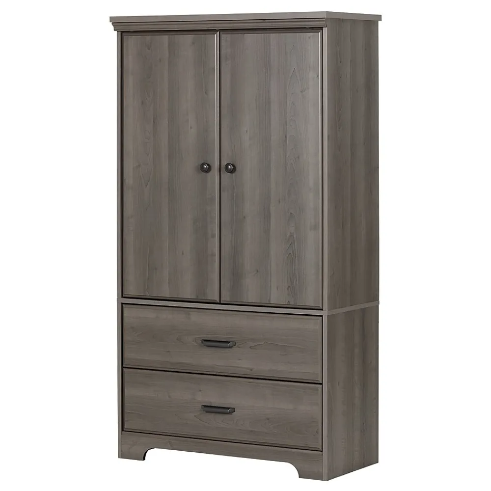 Storage Cabinets*South Shore Versa 2-Door Armoire with Drawers, (10604) Gray Maple