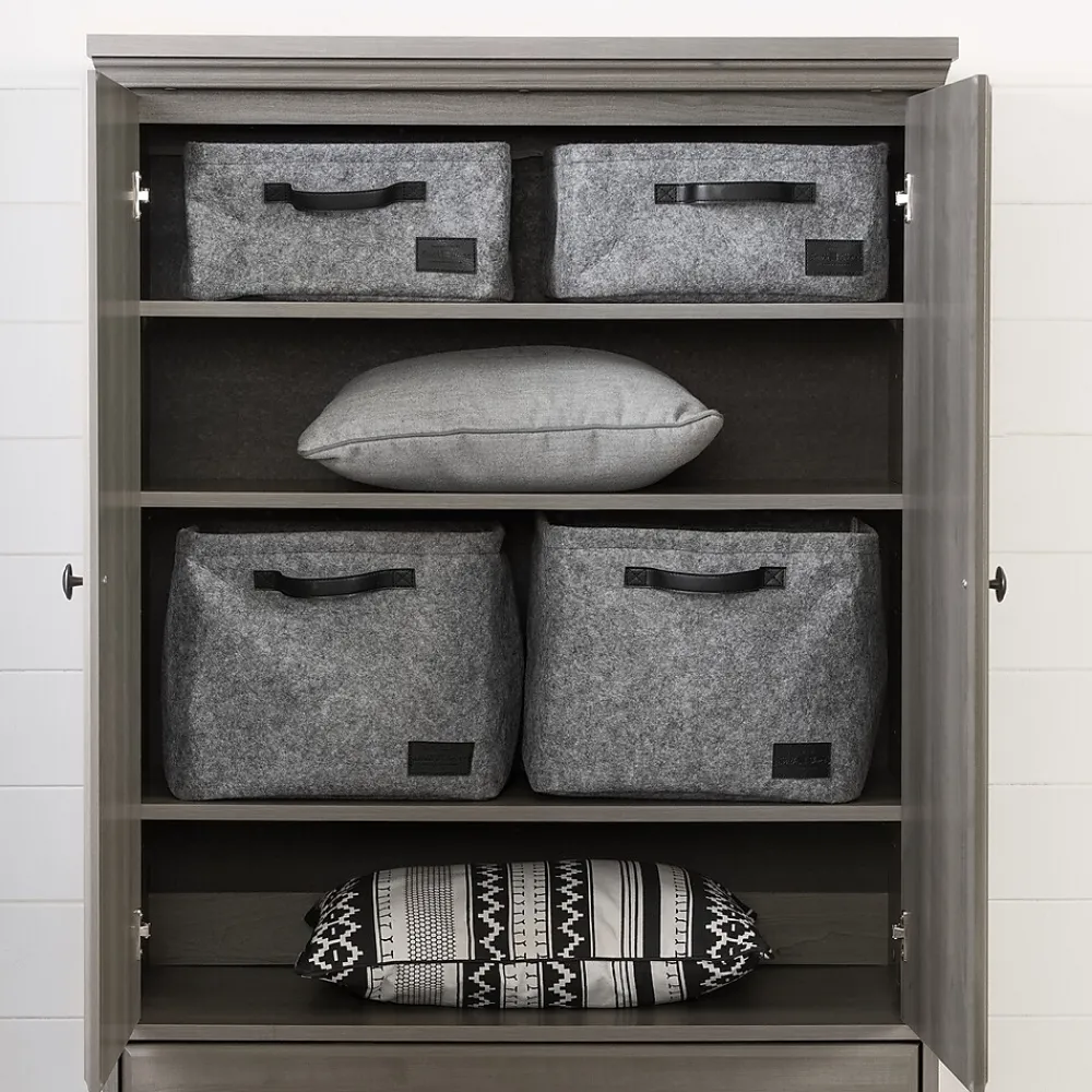 Storage Cabinets*South Shore Versa 2-Door Armoire with Drawers, (10604) Gray Maple