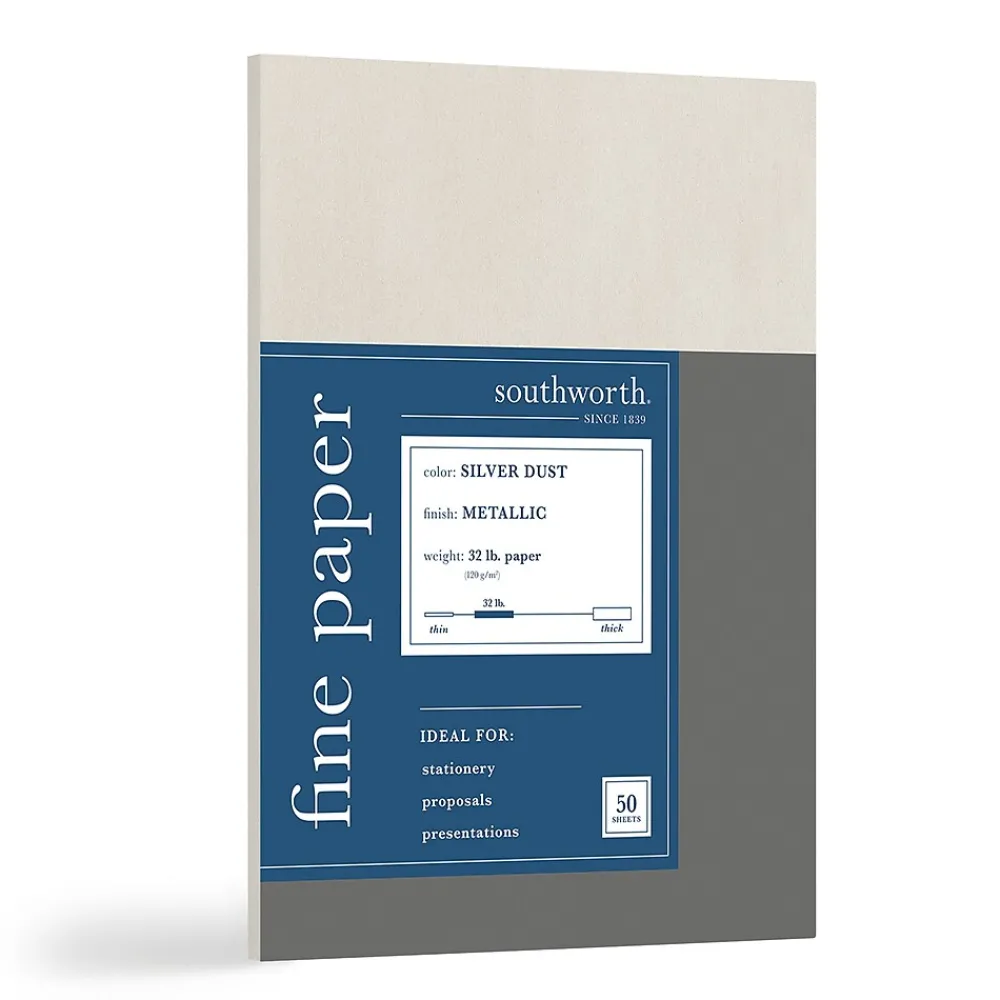 Resume Paper*Southworth 30% Recycled Metalo 8.5" x 11" Multipurpose Paper, 31 lbs., Metallic, 50/Pack (P853L)