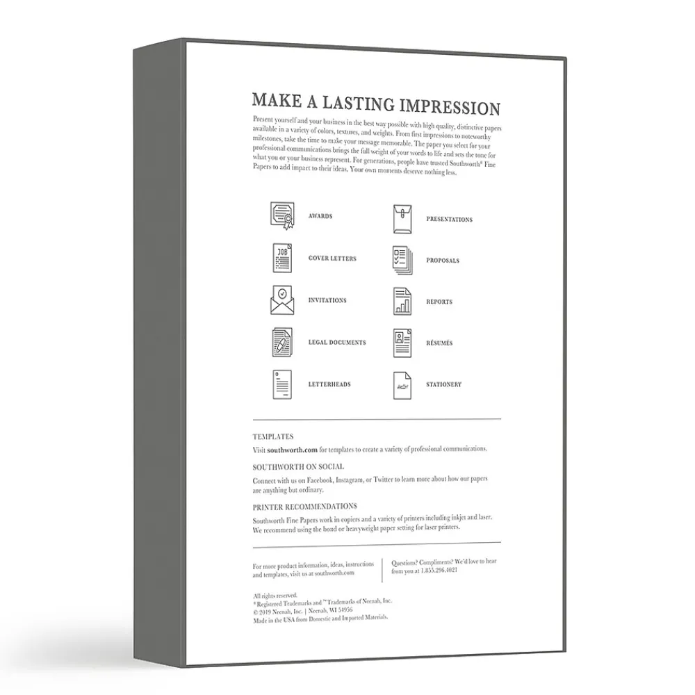 Resume Paper*Southworth 8.5"W x 11"L Business Paper, 20 lbs., Wove Finish, 500/Box (13C)