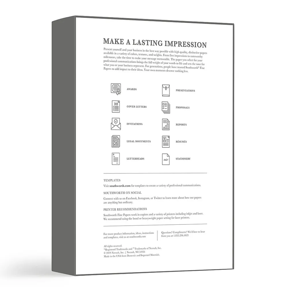 Resume Paper*Southworth 8.5"W x 11"L Business Paper, 24 lbs., Wove Finish, 500/Box (14C)