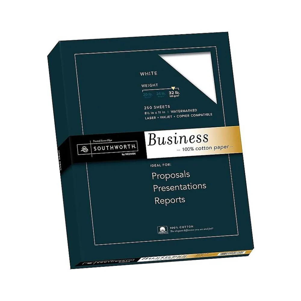 Resume Paper*Southworth 8.5"W x 11"L Business Paper, 32 lbs., Wove Finish, 250/Box (JD18C)