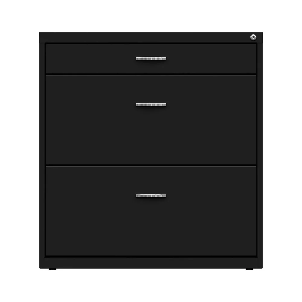 File Cabinets*Space Solutions 3-Drawer Lateral File Cabinet, Letter/Legal Size, Lockable, 31.88"H x 30"W x 17.63"D, Black (25070)