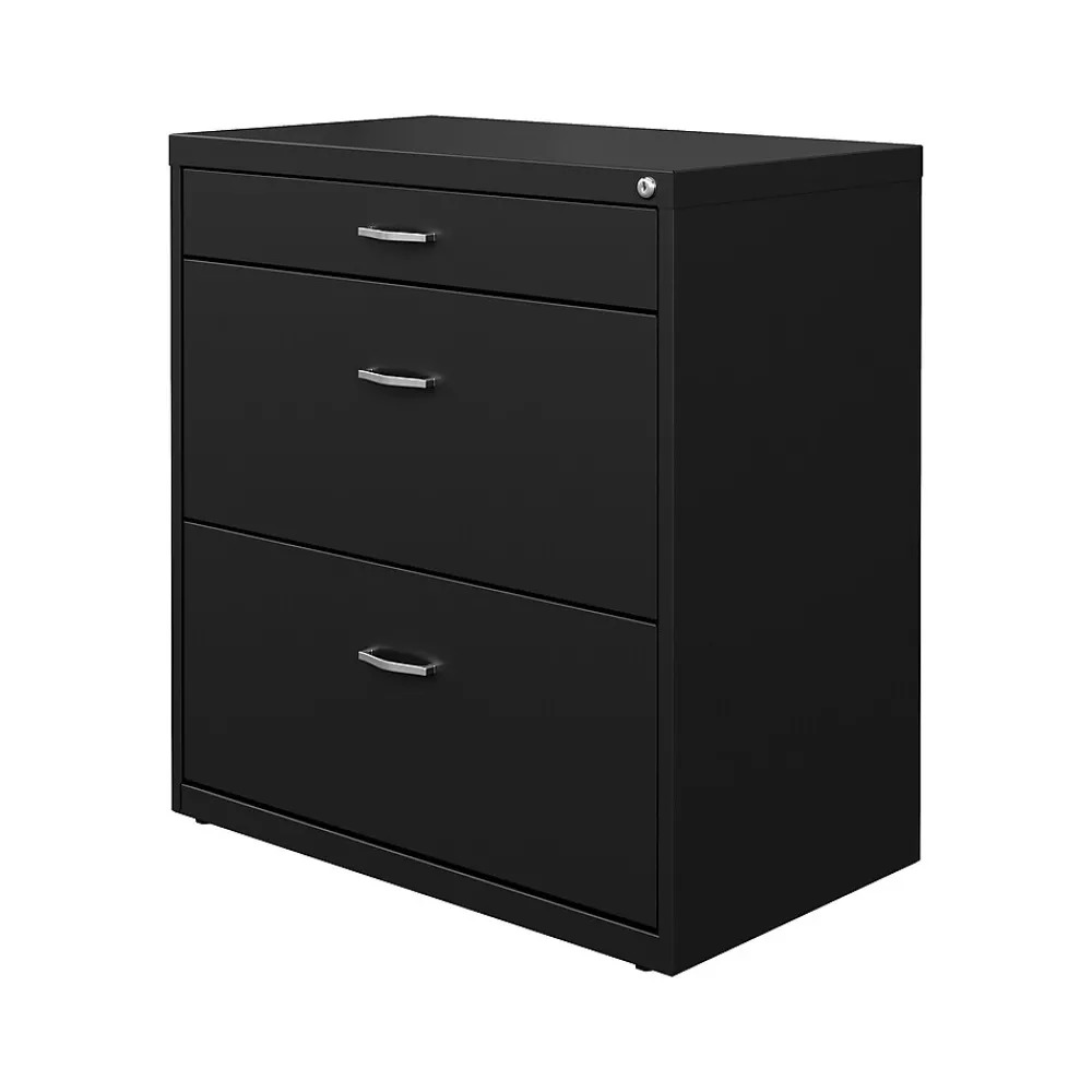 File Cabinets*Space Solutions 3-Drawer Lateral File Cabinet, Letter/Legal Size, Lockable, 31.88"H x 30"W x 17.63"D, Black (25070)