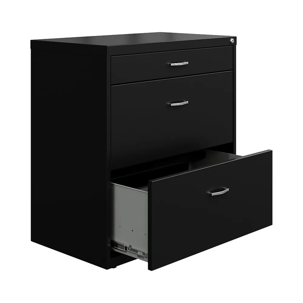 File Cabinets*Space Solutions 3-Drawer Lateral File Cabinet, Letter/Legal Size, Lockable, 31.88"H x 30"W x 17.63"D, Black (25070)