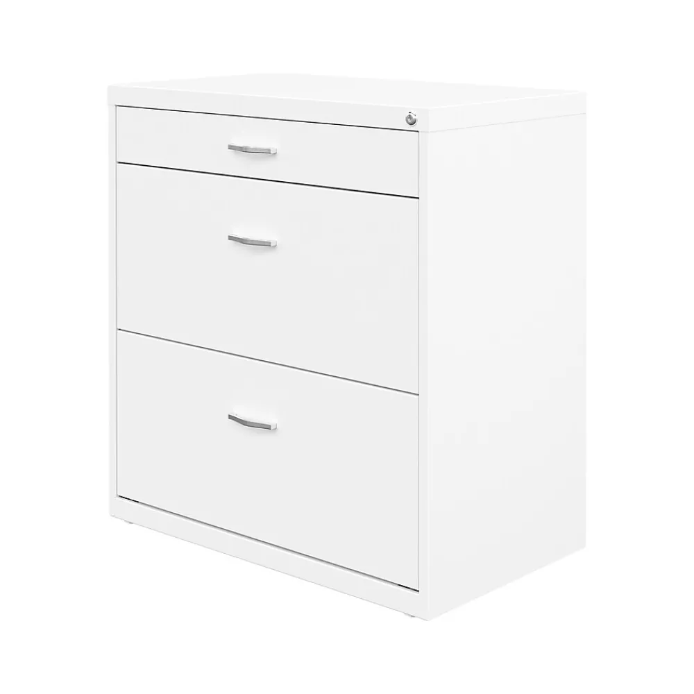File Cabinets*Space Solutions 3-Drawer Lateral File Cabinet, Letter/Legal Size, Lockable, 31.88"H x 30"W x 17.63"D, White (25071)