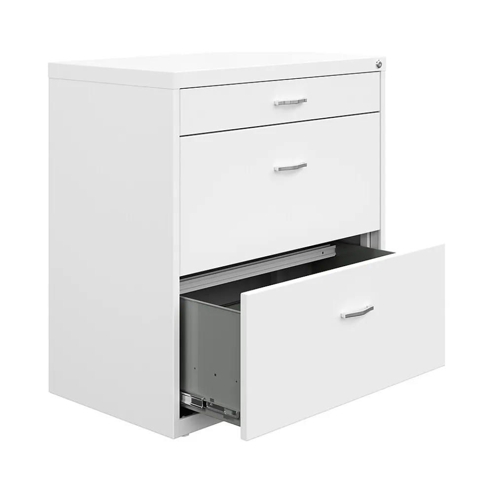 File Cabinets*Space Solutions 3-Drawer Lateral File Cabinet, Letter/Legal Size, Lockable, 31.88"H x 30"W x 17.63"D, White (25071)