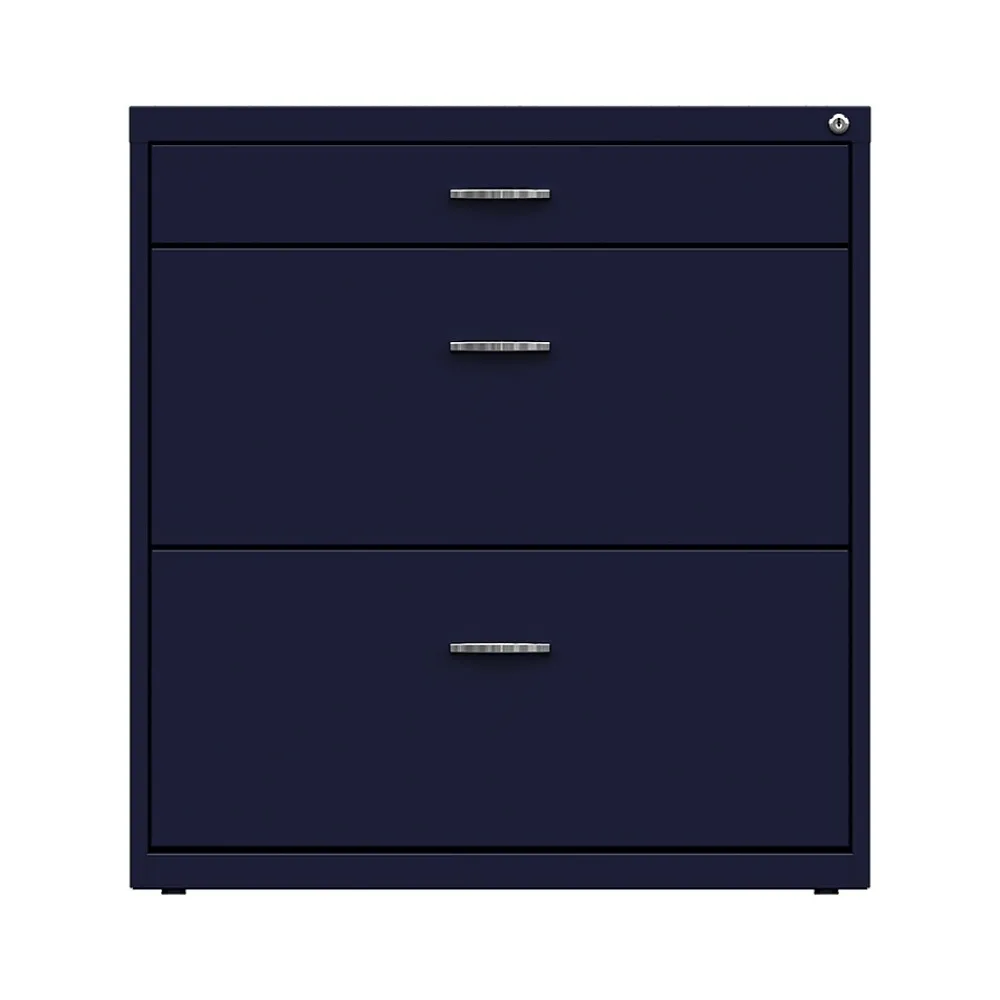 File Cabinets*Space Solutions 3-Drawer Lateral File Cabinet, Letter/Legal Size, Lockable, 31.88"H x 30"W x 17.63"D, Navy (25073)