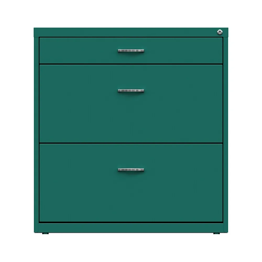 File Cabinets*Space Solutions 3-Drawer Lateral File Cabinet, Letter/Legal Size, Lockable, 31.88"H x 30"W x 17.63"D, Teal (25074)