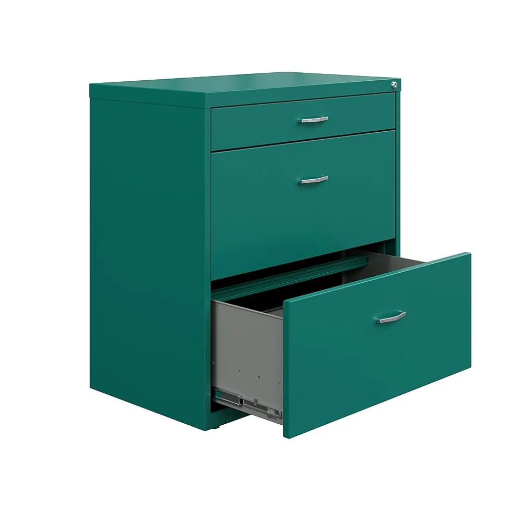 File Cabinets*Space Solutions 3-Drawer Lateral File Cabinet, Letter/Legal Size, Lockable, 31.88"H x 30"W x 17.63"D, Teal (25074)