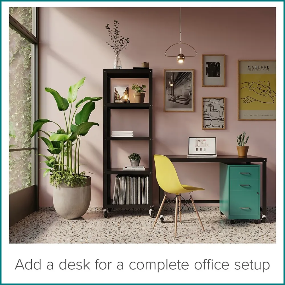 File Cabinets*Space Solutions 3-Drawer Mobile Vertical File Cabinet, Letter Size, Lockable, 26.7"H x 14.25"W x 18"D, Teal (24431)