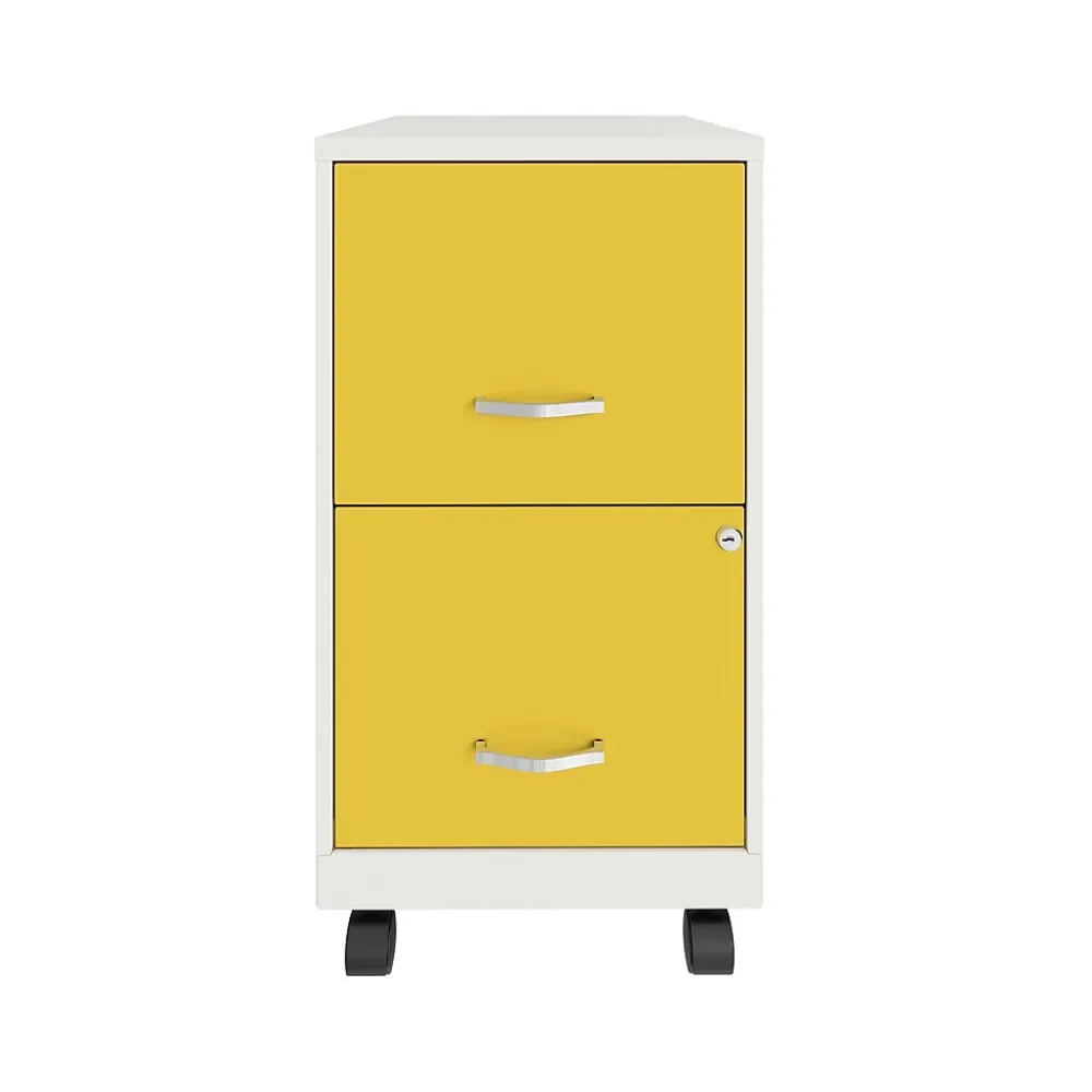 File Cabinets*Space Solutions SOHO Smart File 2-Drawer Mobile Vertical File Cabinet, Letter Size, Lockable, Pearl White/Goldfinch (25337)