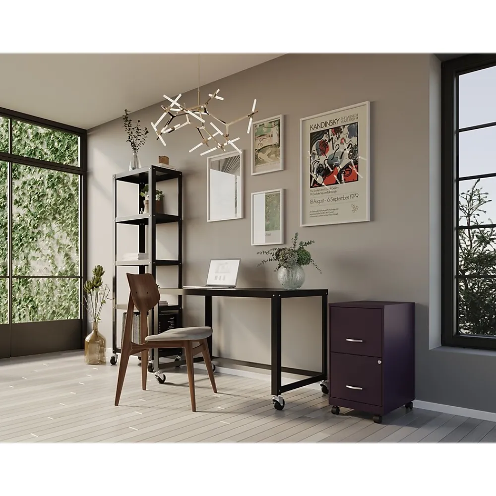 File Cabinets*Space Solutions SOHO Smart File 2-Drawer Mobile Vertical File Cabinet, Letter Size, Lockable, Midnight Purple (25277)