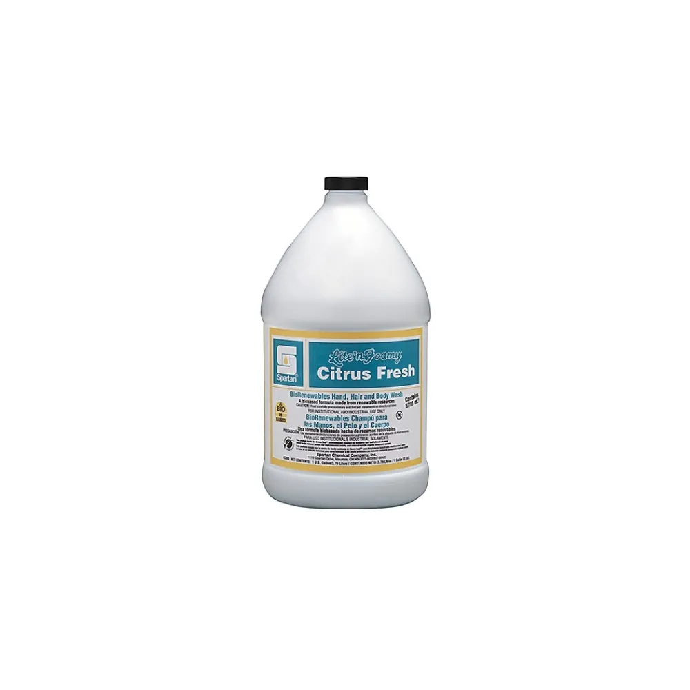 Chemical Lite'N Foamy Citrus Fresh, Hand Hair and Body Wash, Citrus Scent, 4/Carton<Spartan