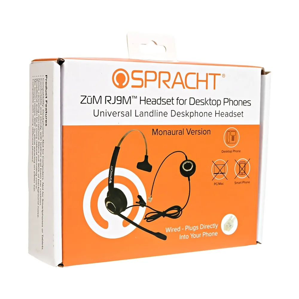 Online Spracht ZUM RJ9M Noise-Canceling Mono Deskphone On Ear Headset, RJ-9 (ZUMRJ9M)