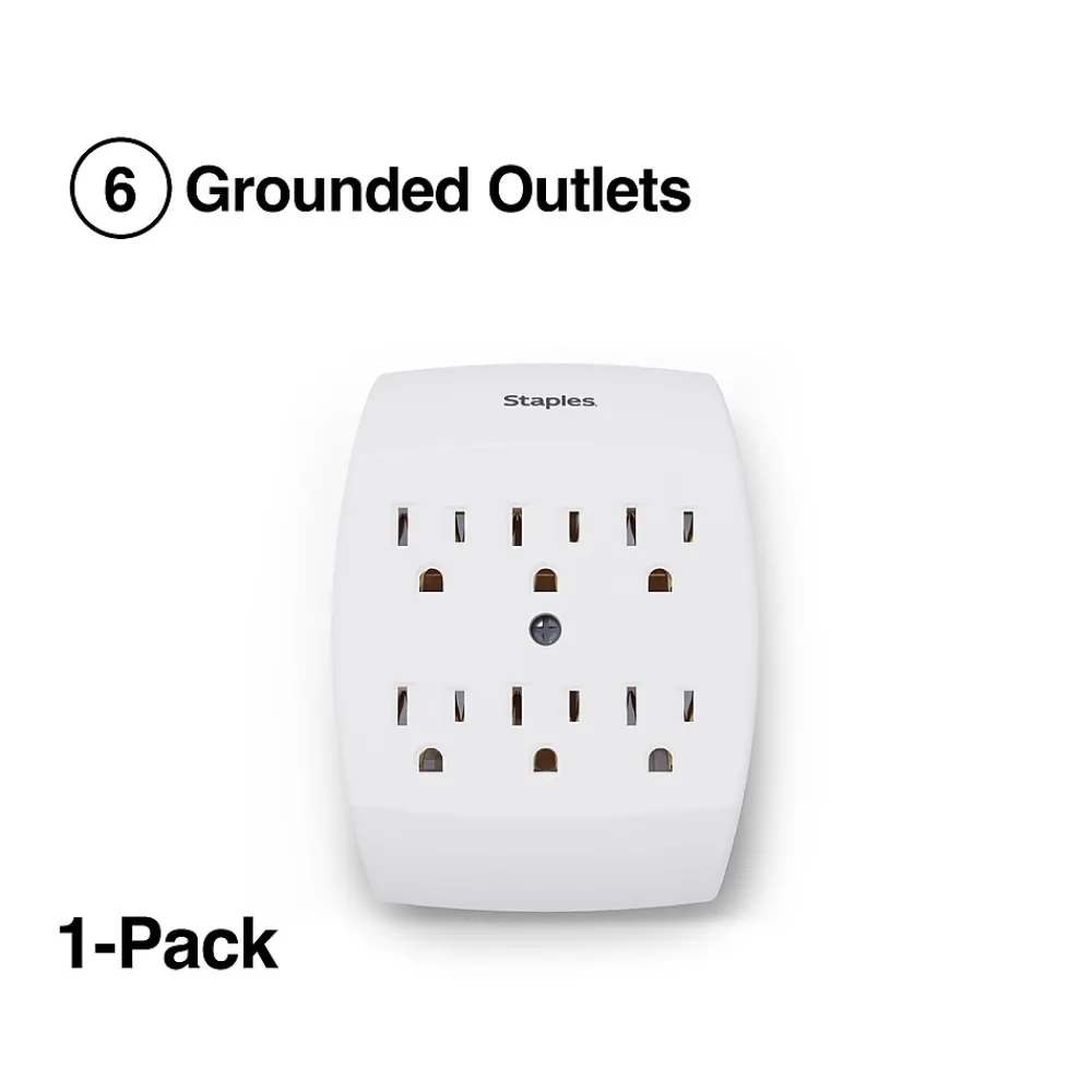 Staples 6 Outlet Adapter, White (22145)