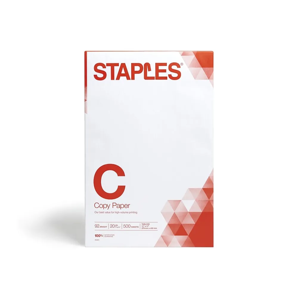 Multipurpose Paper*Staples 50% Recycled 11" x 17" Multipurpose Paper, 24 lbs., 96 Brightness, 500/Ream (86055)