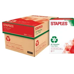 Copy Paper*Staples 30% Recycled 8.5" x 11" (US letter) Copy Paper, 20 lbs., 92 Brightness, 5000/Carton (112350/461757)