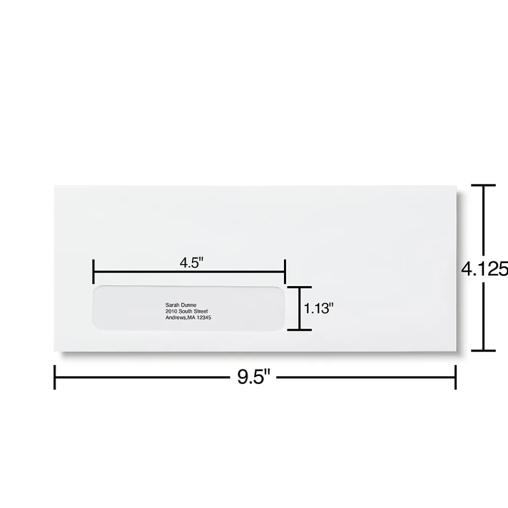 Clearance Staples #10 Window Envelopes, 4 1/8" x 9 1/2", White Wove, 500/Box (ST50151-CC)