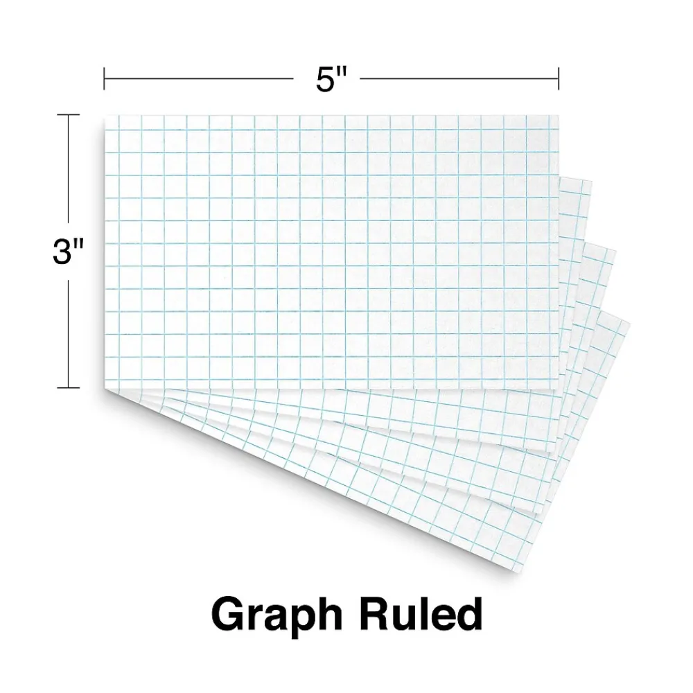 Index Cards*Staples 3" x 5" Index Cards, Graph Ruled, White, 100/Pack (TR50996)