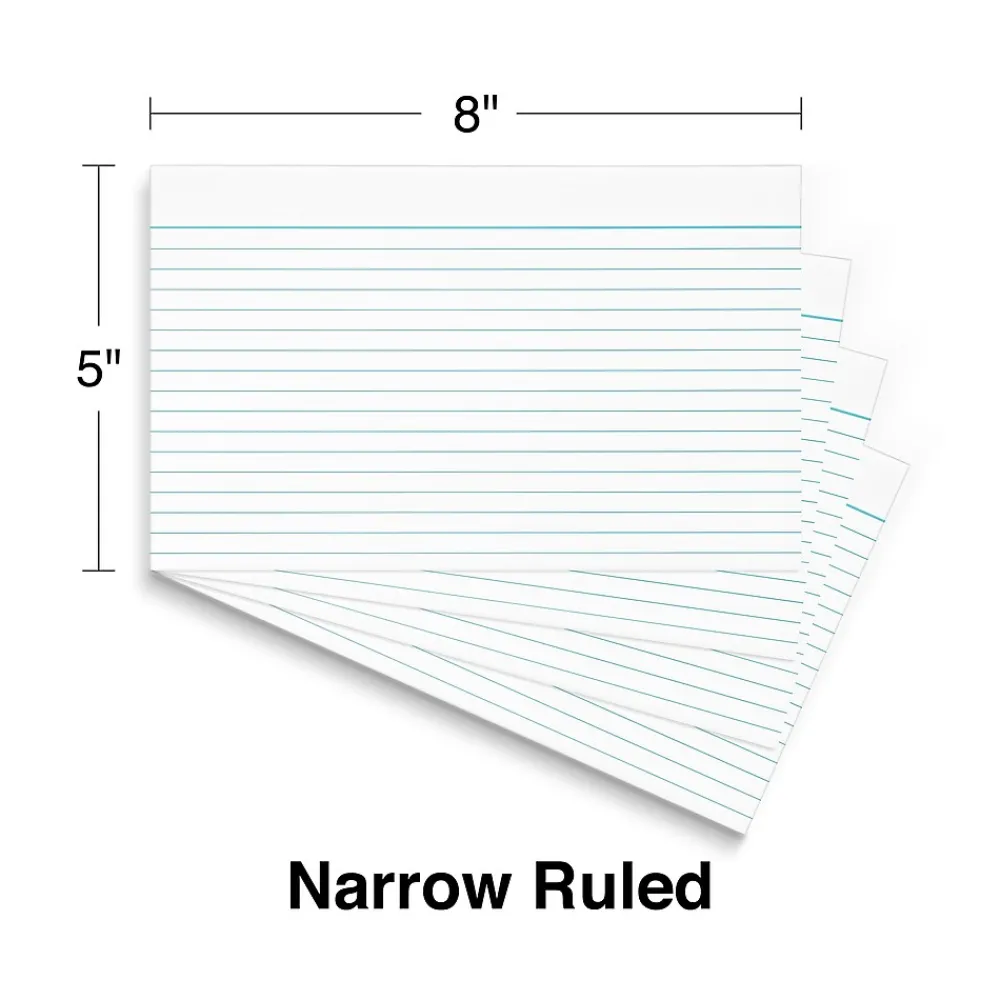 Index Cards*Staples ™ 5" x 8" Index Cards, Lined, White, 100/Pack (TR50987)