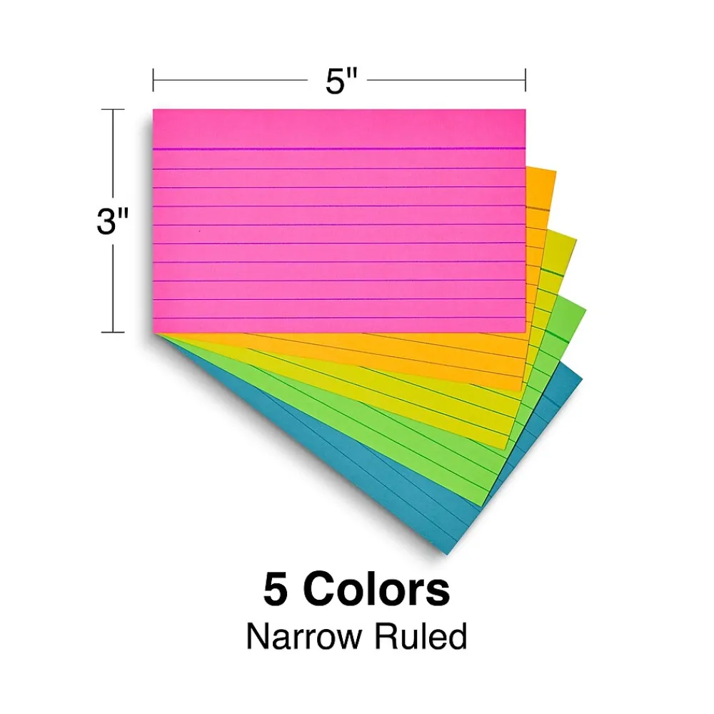 Index Cards*Staples 3" x 5" Index Cards, Lined, Assorted Colors, 300/Pack (19594)