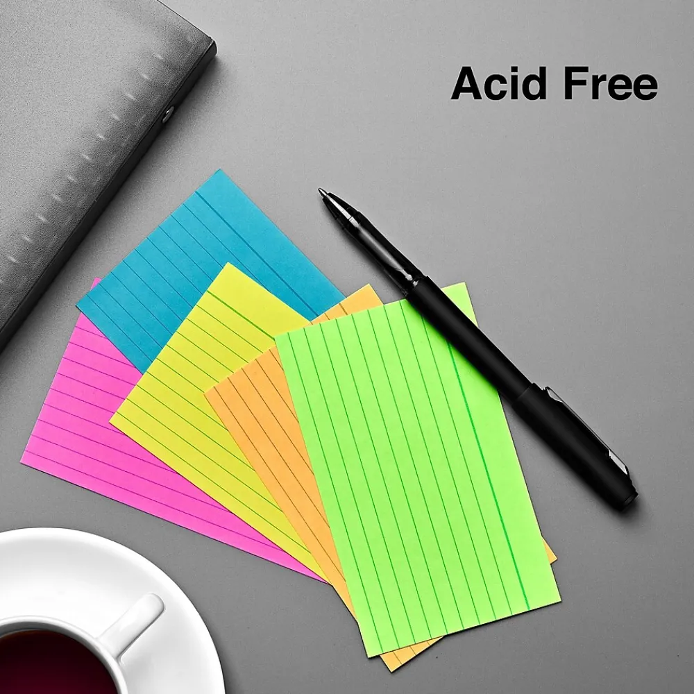 Index Cards*Staples 3" x 5" Index Cards, Lined, Assorted Colors, 300/Pack (TR50998)