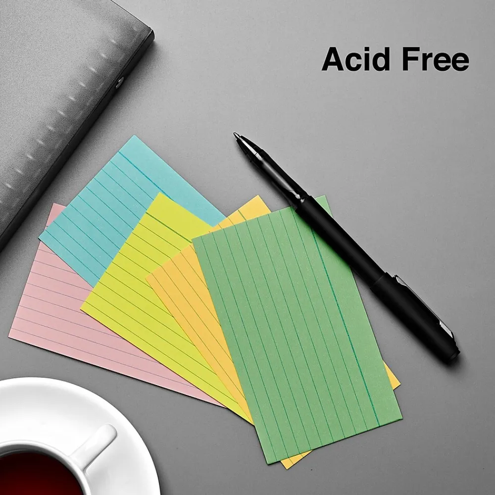 Index Cards*Staples 3" x 5" Index Cards, Lined, Assorted Colors, 300/Pack (TR51002)
