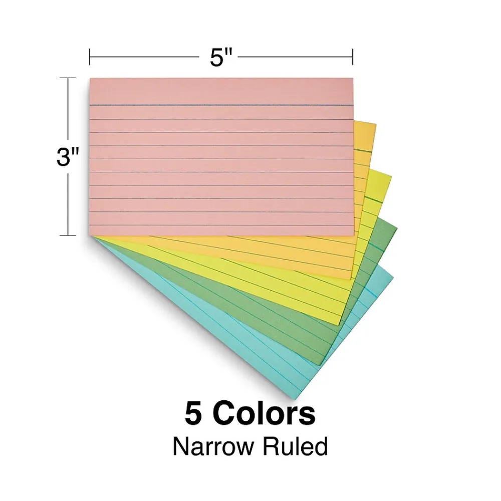 Index Cards*Staples 3" x 5" Index Cards, Lined, Assorted Colors, 300/Pack (TR51002)