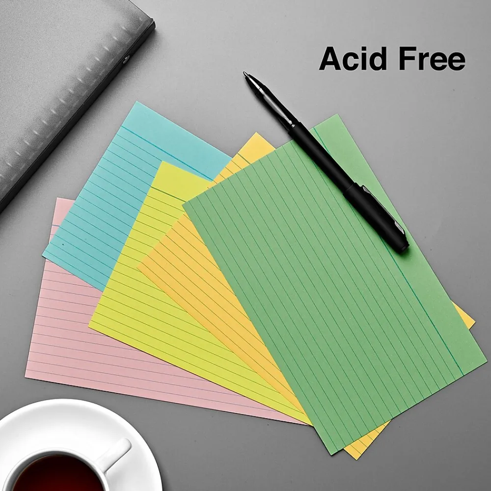 Index Cards*Staples 5" x 8" Index Cards, Lined, Assorted Colors, 300/Pack (TR50995)