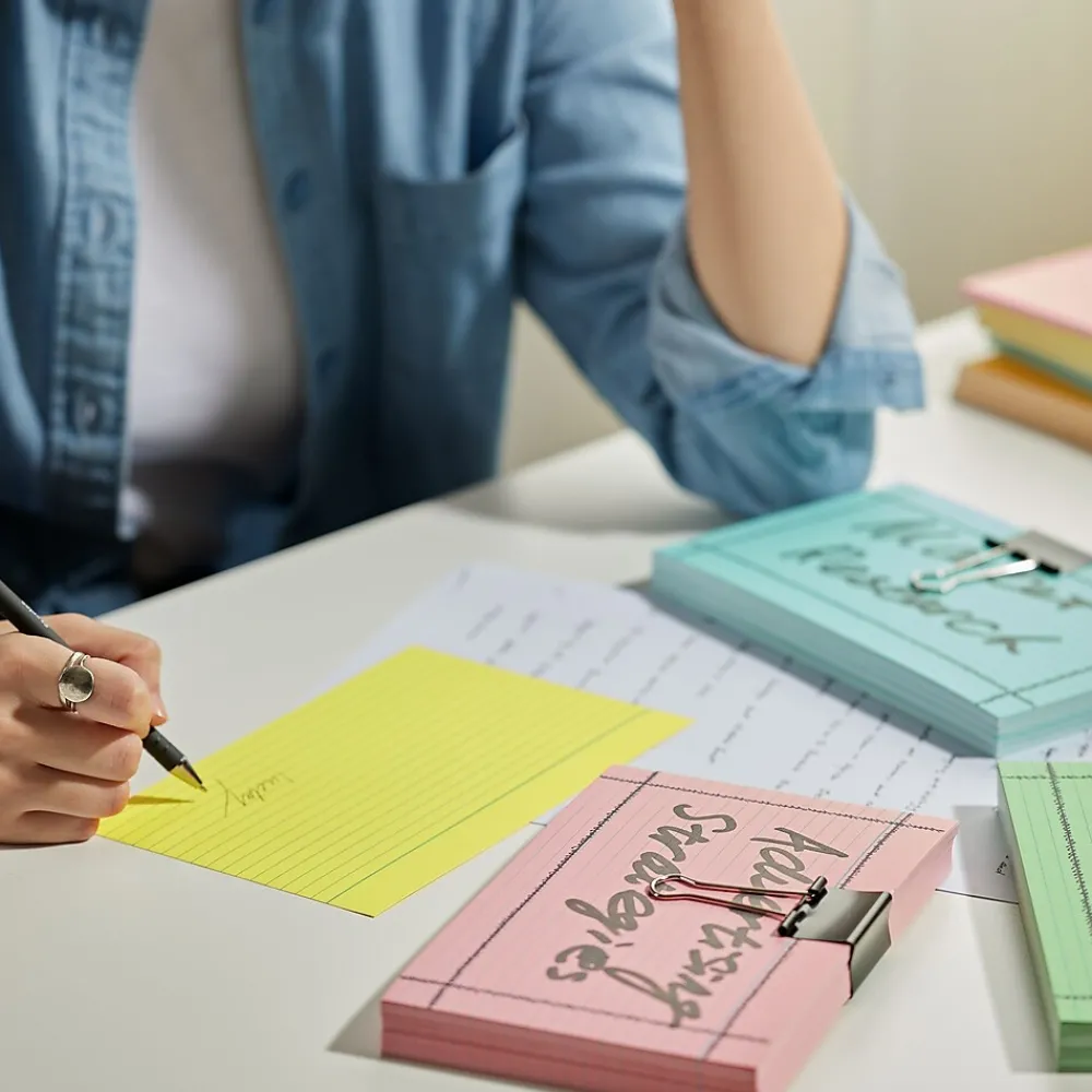 Index Cards*Staples 5" x 8" Index Cards, Lined, Assorted Colors, 300/Pack (TR50995)