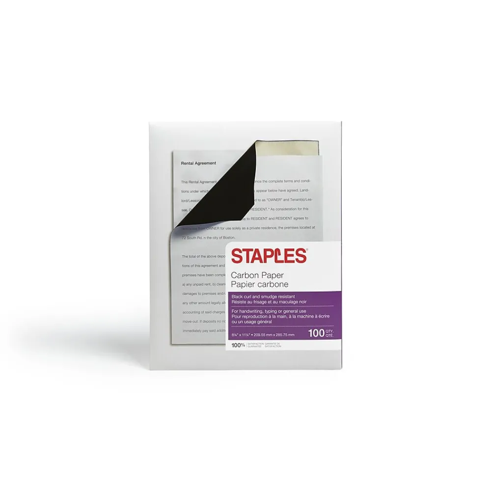 Security & Carbon*Staples ® 8.25" x 11.25" Medical Carbon Paper, Black, 100 Sheets/Ream, /Box (ST34694)