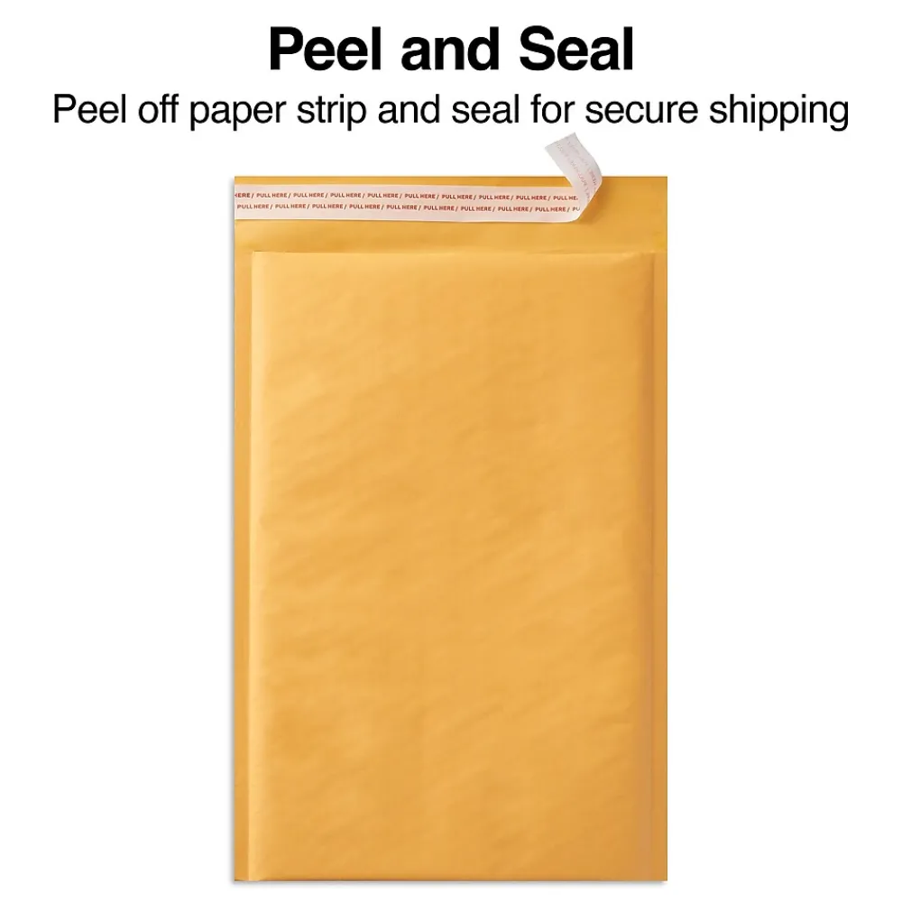 Sale Staples 6.75" x 9" Self-Sealing Bubble Mailer, #0, Kraft, 250/Pack (ST56637)