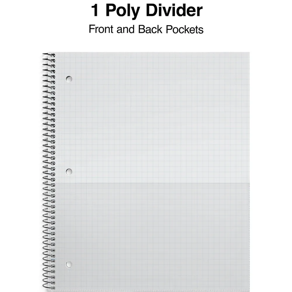 Subject Notebooks|Staples Accel 1-Subject Subject Notebook, 8-1/2" x 11", Graph Ruled, Assorted, 12/Pack (25855CT)