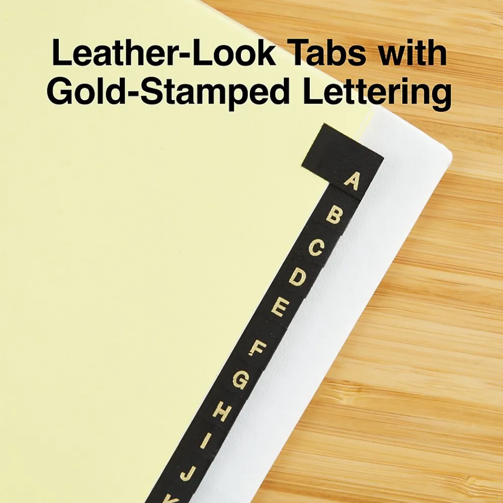 Dividers|Staples Alphabetical Pre-Printed Paper Divider, A-Z Tabs, Buff/Black Tabs, 1 Set (18946/11483)
