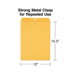 Best Staples Clasp & Moistenable Glue #15.5 Kraft Catalog Envelopes, 12" x 15.5", Brown, 100/Box (472902/19273)