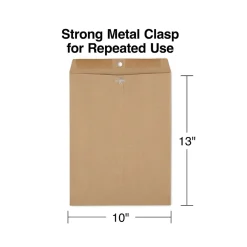 Staples Clasp & Moistenable Glue Catalog Envelopes, 10" x 13", Natural Brown, 100/Box (19965)