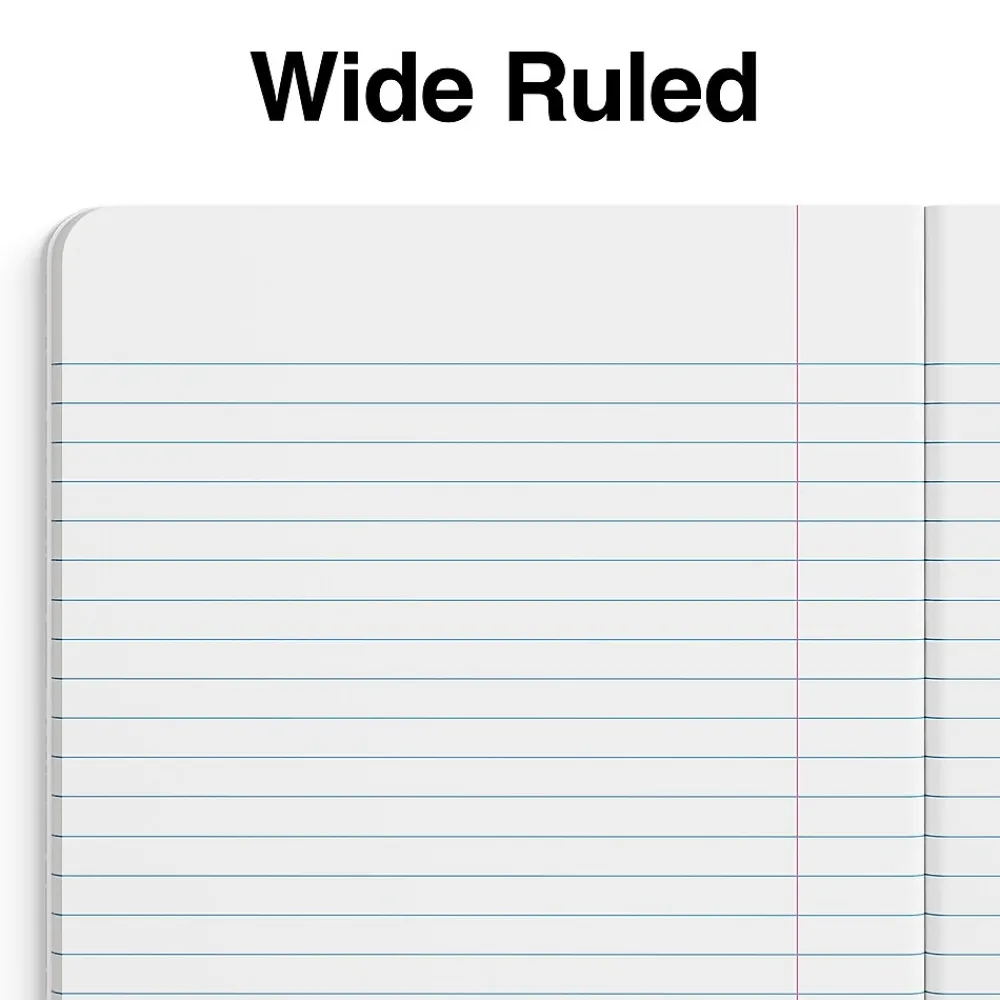 Composition Notebooks|Staples ™ Composition Notebook, 7.5" x 9.75", Wide Ruled, 80 Sheets, Blue/White, 24 Notebooks/Carton (55ST063CT)