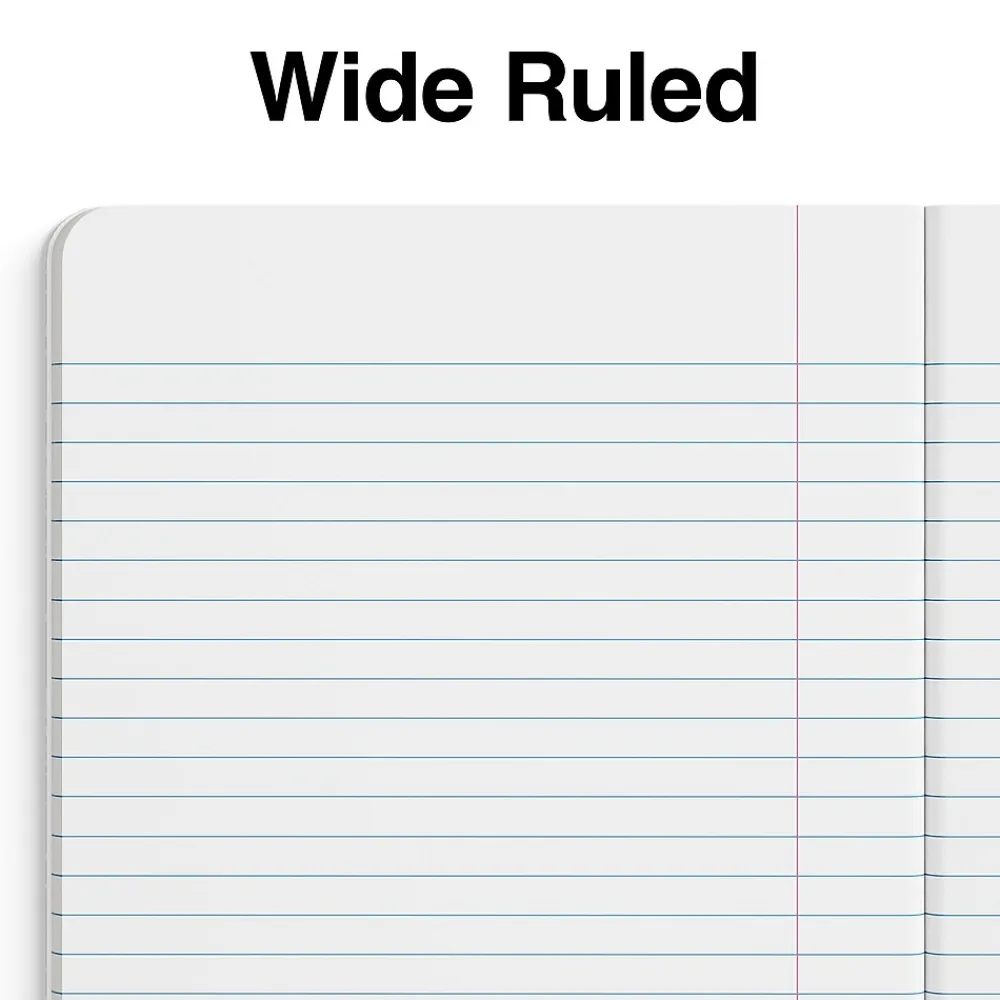 Composition Notebooks|Staples ® Composition Notebooks, 7.5" x 9.75", Wide Ruled, 100 Sheets, /White Marble, 4/Pack (ST58369) Black